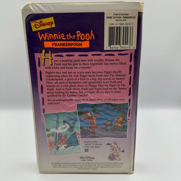 Disney’s Winnie The Pooh Frankenpooh 1995 VHS Movie Animated Classic Kids Video - Picture 2 of 3
